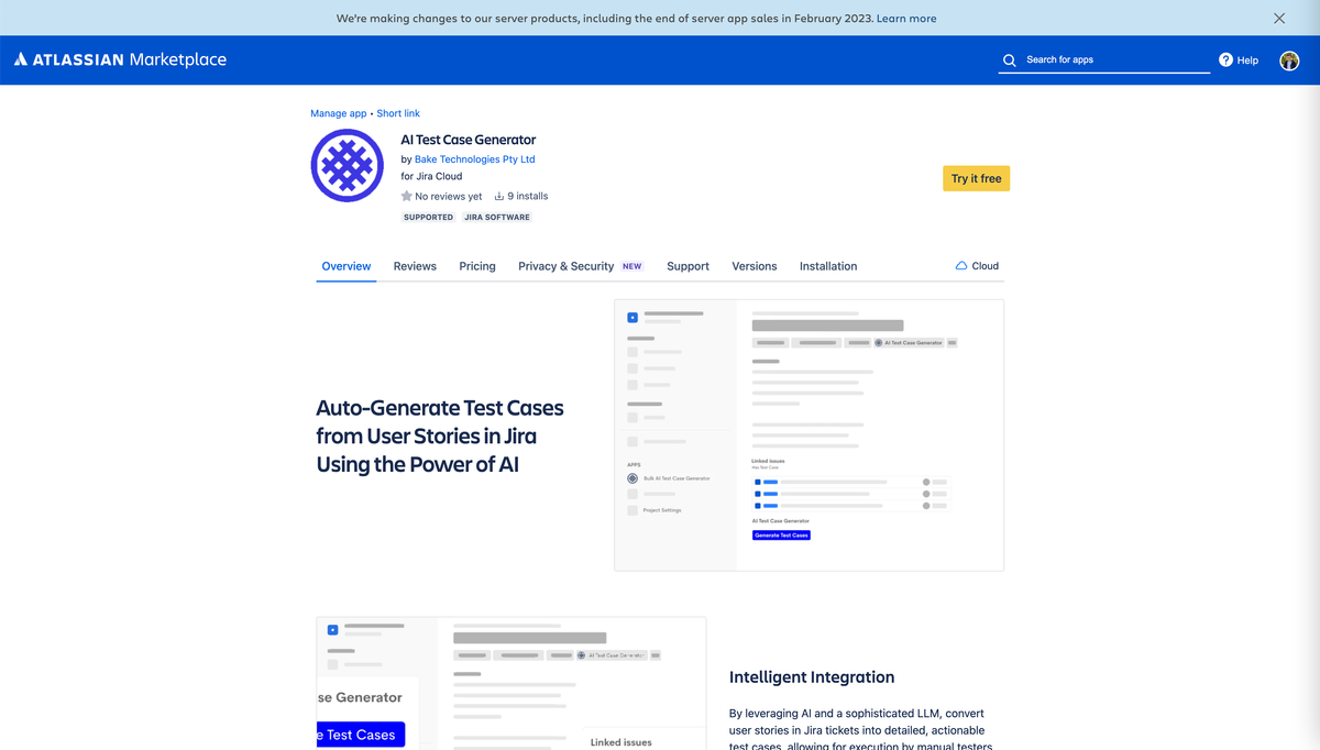 Marketplace Listing: AI Test Case Generator for Jira