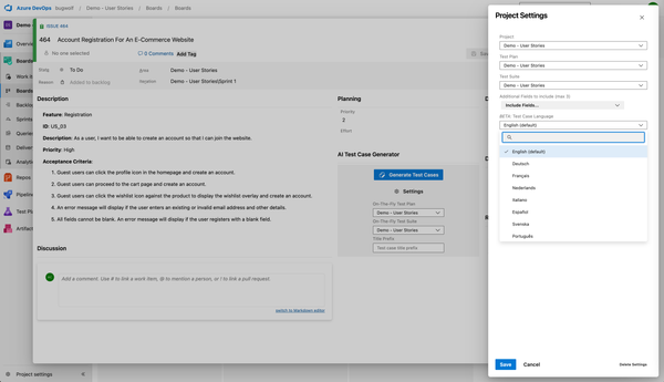 Revealing AI Test Case Generator 0.3.18 for Azure: Enhanced Project Settings and Multilingual Support